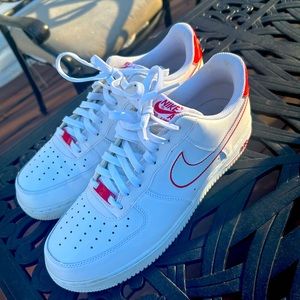WHITE AND RED “RED TINT” AIR FORCE 1s